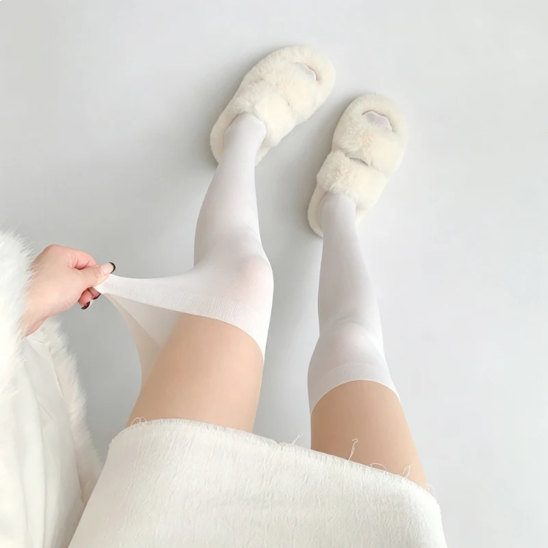 Women Spliced Mock Over‑Knee Pantyhose Comfortable High Elasticity Sexy Smooth Tights Transparent Leggings Ultra Thin Tights