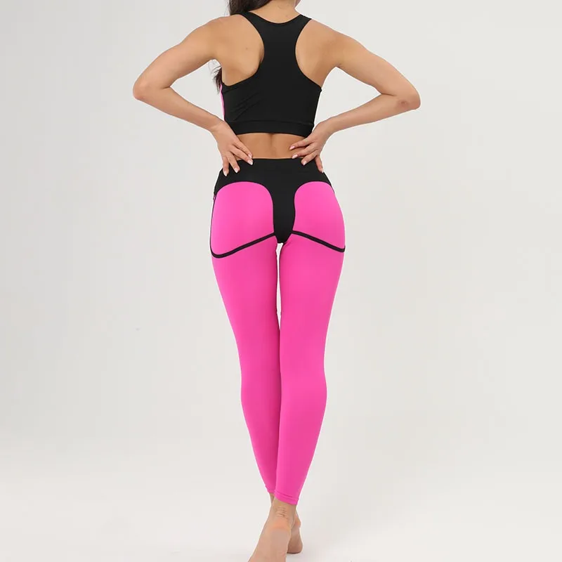 Fashion Spliced Leggings Women Sexy Hip Lift Tights Middle Stretch High Waist Gym Trainning Running loose Yoga Sports Leggings