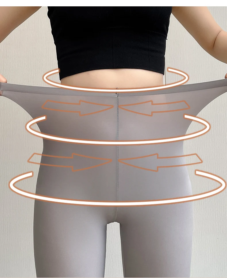 BIVIGAOS Summer Ultra-Thin High Elastic Mask Leggings Women Nude Feeling High Waist Ankle Air Conditioning Tight Leggings