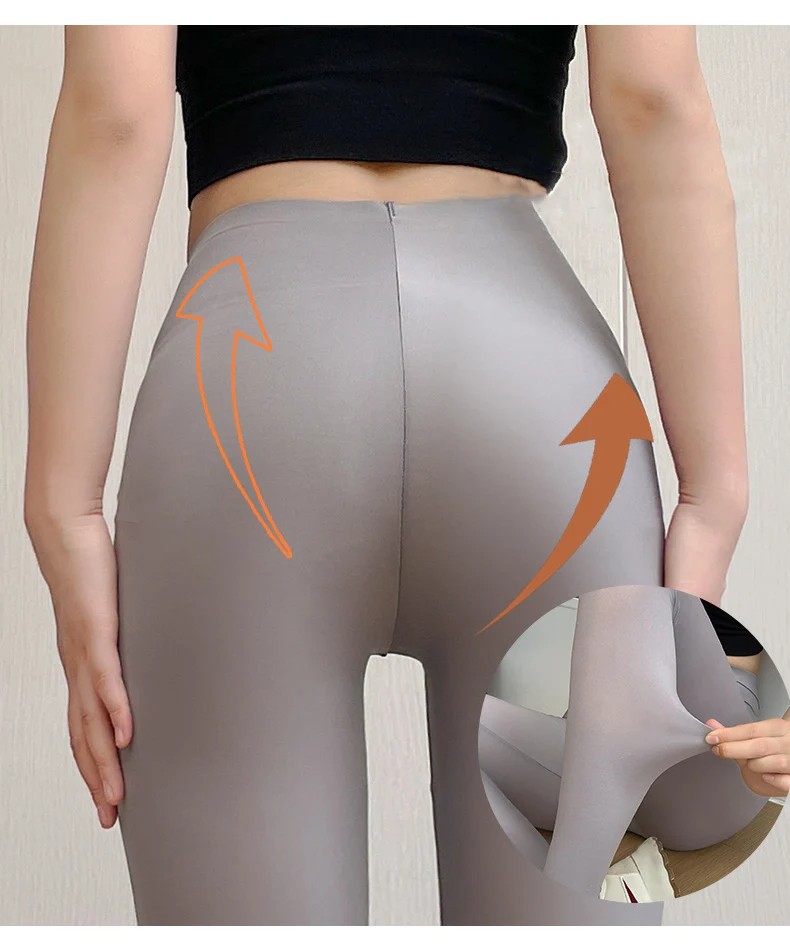 BIVIGAOS Summer Ultra-Thin High Elastic Mask Leggings Women Nude Feeling High Waist Ankle Air Conditioning Tight Leggings