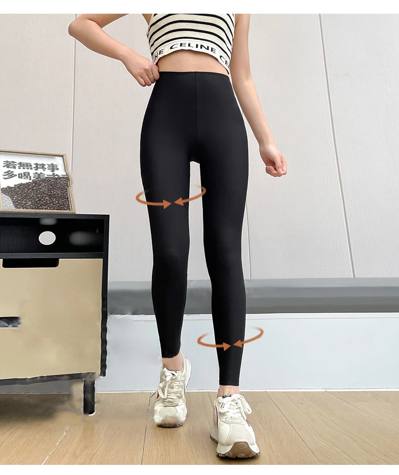 BIVIGAOS Summer Ultra-Thin High Elastic Mask Leggings Women Nude Feeling High Waist Ankle Air Conditioning Tight Leggings
