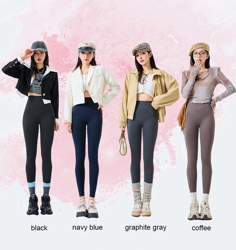 BIVIGAOS Fall Winter Multi Thickness Leggings Women High Waist Velvet Thick Sharkskin Warm Leggings Butt Lifter Fleece Leggings