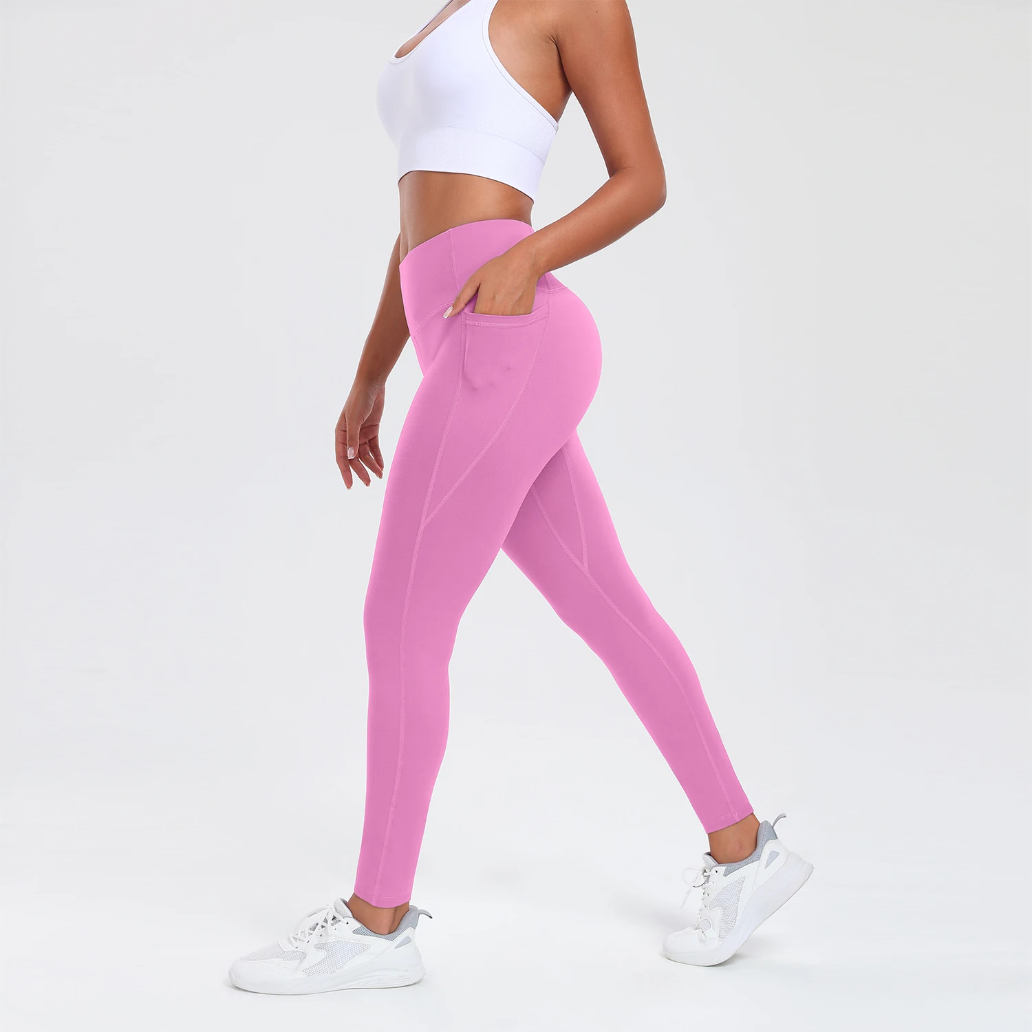 Women Butt Lifting Fitness Leggings With Pockets Tummy Control Sports Pant High Waist Fitness Tights Gym Clothing Sportswer