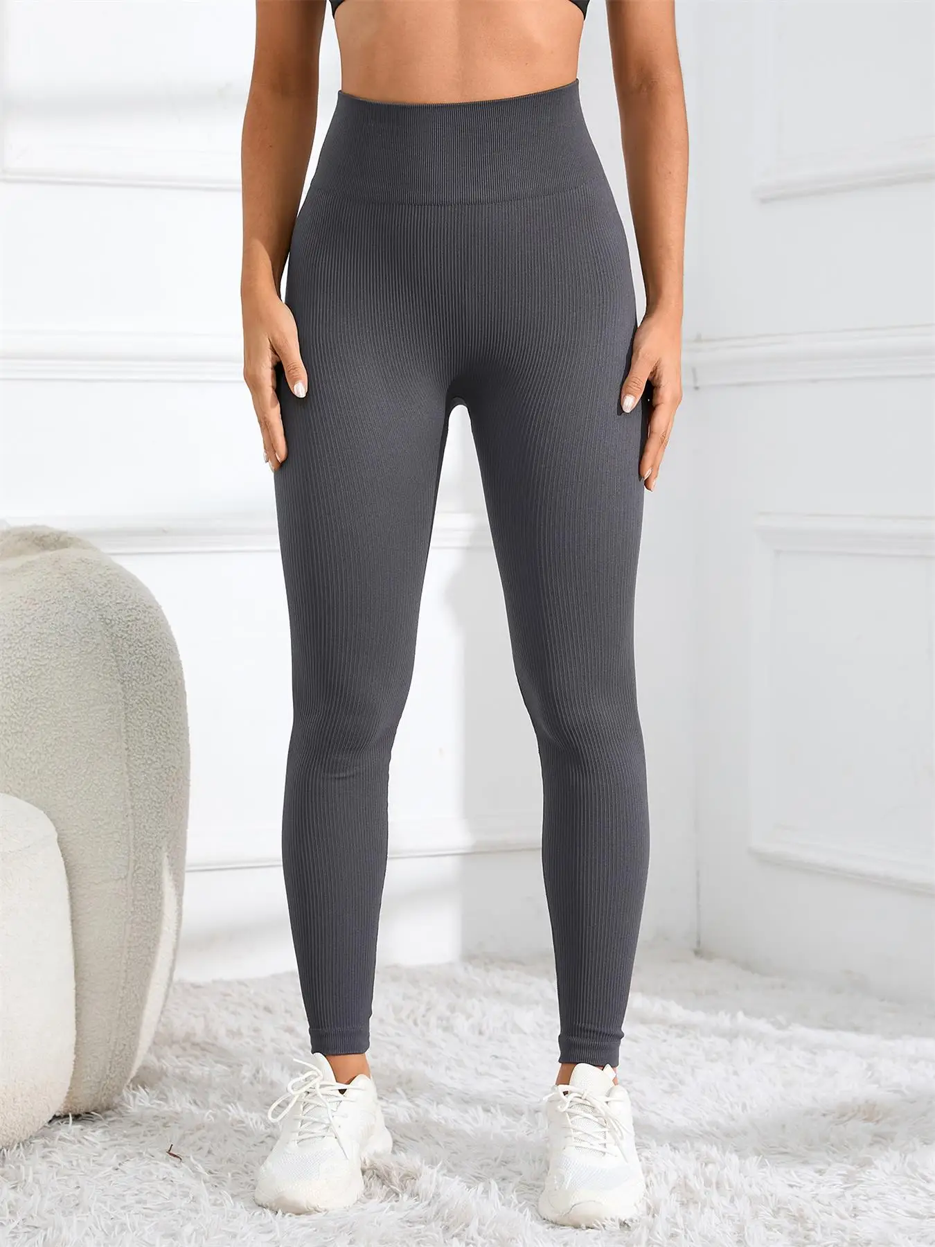 High Waisted Seamless Yoga Leggings Ribbed Sportswear Tights Fitness Apparel for Women Gym and Casual Wear for Fall & Winter