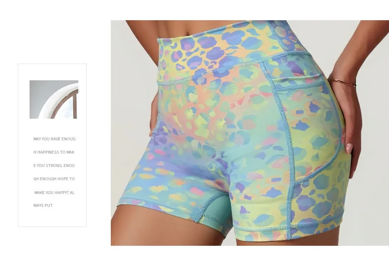 Summer Women's Dopamine Camouflage Leopard Print Shorts Sports Outdoor Riding Pocket Slim Yoga Shorts