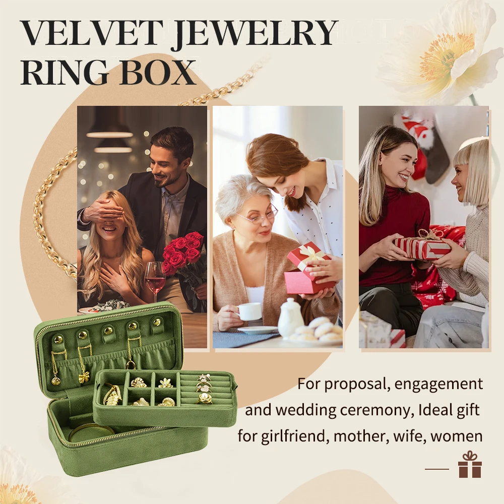 TAIMY Double Layer Jewelry Box Velvet Portable Jewelry Ring Necklace Bracelet Storage Box Custom Logo Jewellery Organizer Gifts