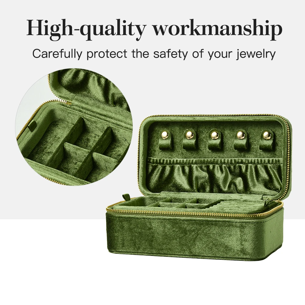 TAIMY Double Layer Jewelry Box Velvet Portable Jewelry Ring Necklace Bracelet Storage Box Custom Logo Jewellery Organizer Gifts