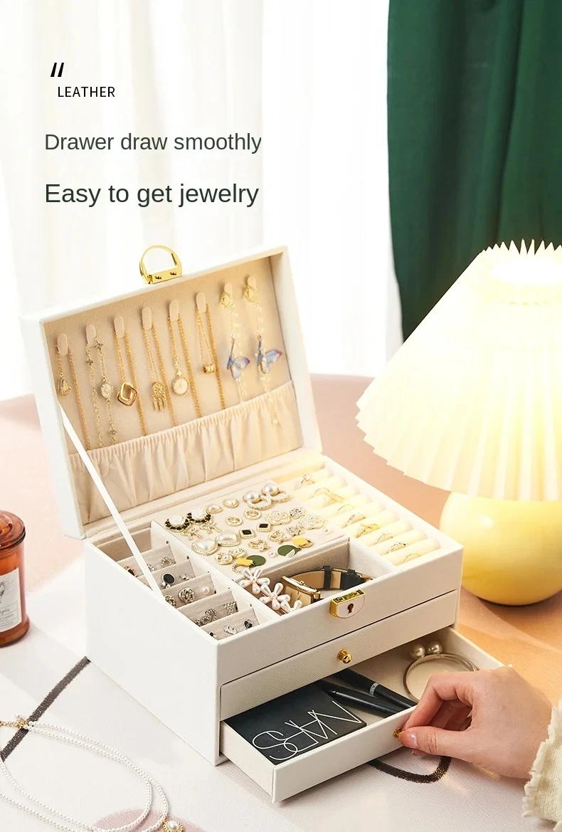 High-End Multi-Layer Drawer-Type Jewelry Box Household Large Capacity Earring Storage Organizer with Oxidation Finish