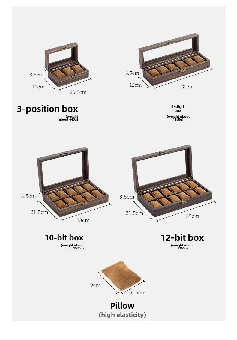 Luxury Wooden Grain Leather Watch Case High-Capacity Storage Multi-Watch Jewelry Organizer for Home