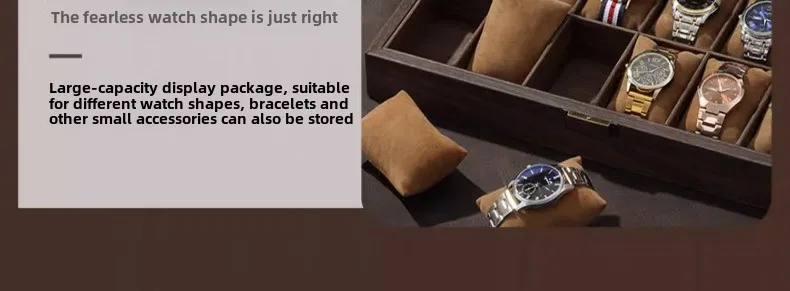 Luxury Wooden Grain Leather Watch Case High-Capacity Storage Multi-Watch Jewelry Organizer for Home