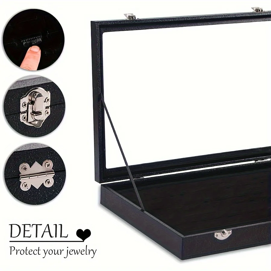 100 groove ring box box box box display box, ring holder storage box for jewelry display with glass cover