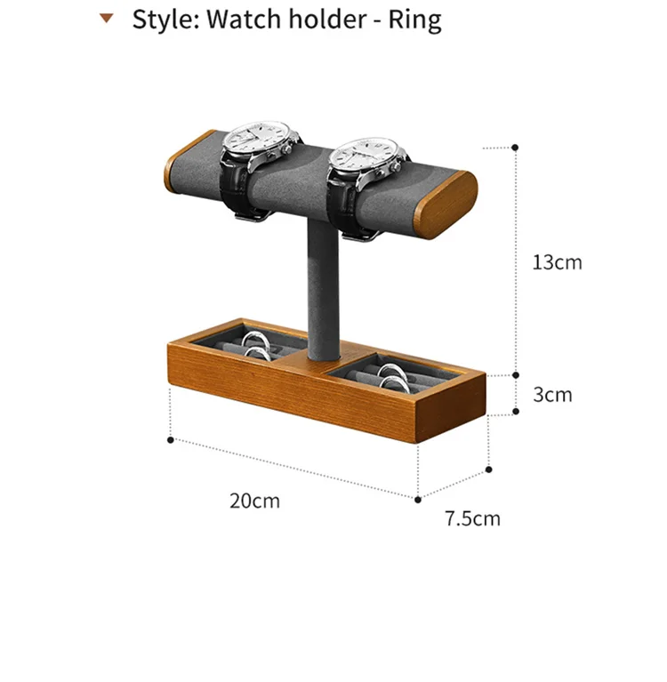 Oirlv Wooden Jewelry Organizer Watch Display Stand Necklace Bracelet Rings Storage Rack Jewelry T-bar Holder Showcase Props