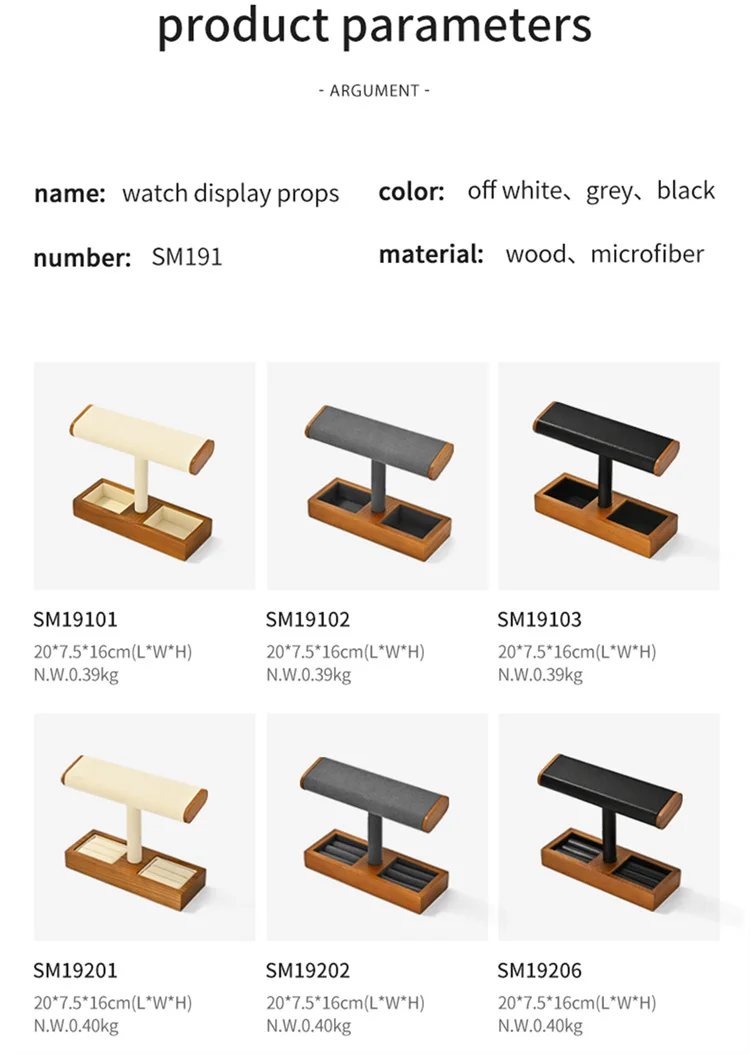 Oirlv Wooden Jewelry Organizer Watch Display Stand Necklace Bracelet Rings Storage Rack Jewelry T-bar Holder Showcase Props
