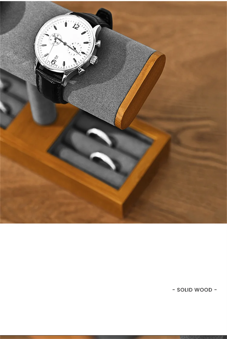 Oirlv Wooden Jewelry Organizer Watch Display Stand Necklace Bracelet Rings Storage Rack Jewelry T-bar Holder Showcase Props