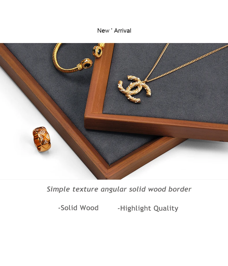 Oirlv Solid Wood/PU Leather Jewelry Display Tray Stackable Necklace Bracelet Ring Watch Drawer Organizer Showcase Jewelry Holder