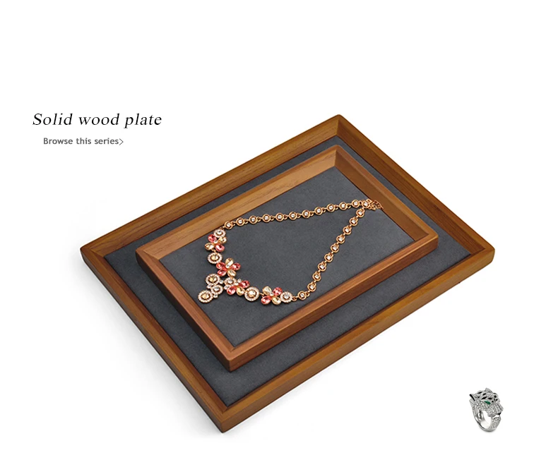 Oirlv Solid Wood/PU Leather Jewelry Display Tray Stackable Necklace Bracelet Ring Watch Drawer Organizer Showcase Jewelry Holder
