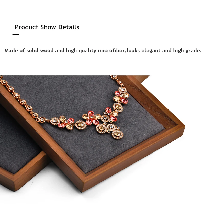 Oirlv Solid Wood/PU Leather Jewelry Display Tray Stackable Necklace Bracelet Ring Watch Drawer Organizer Showcase Jewelry Holder