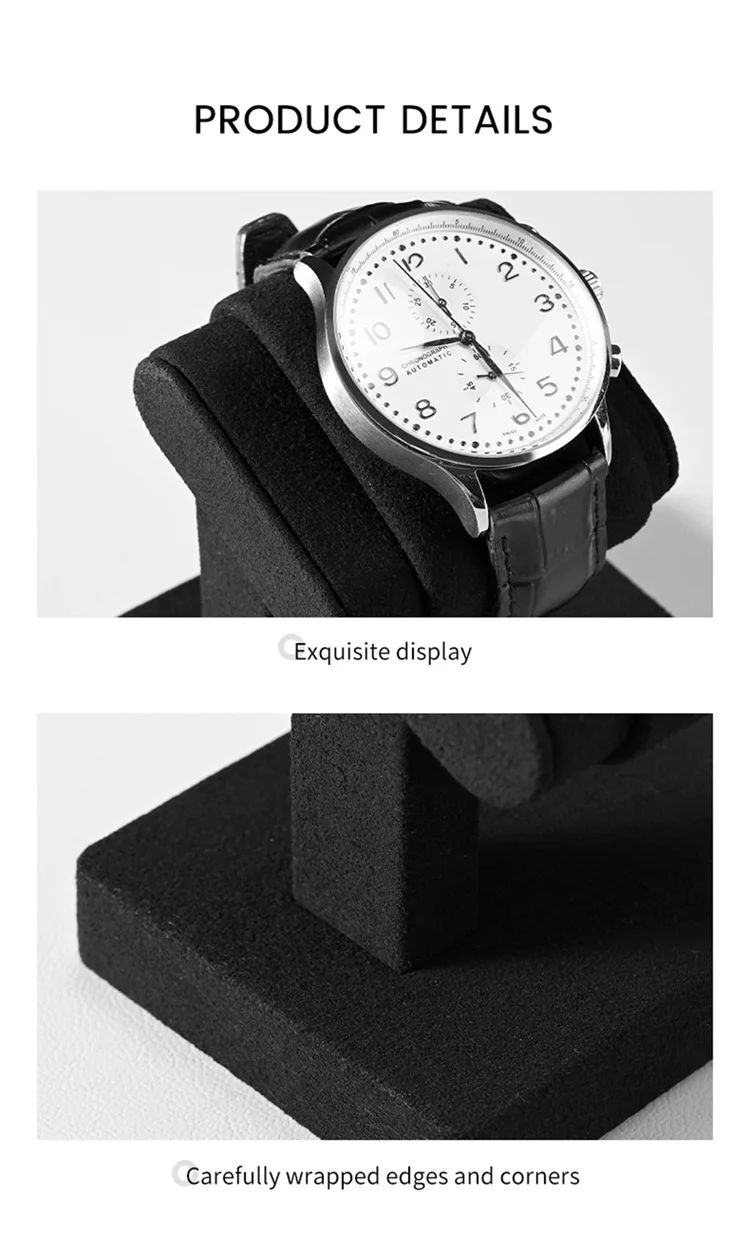 WoodTen Microfiber Watch Display Stand Watch Storage Necklace Bracelet Organizer Rack Bangle Scrunchie Headband Showcase Stands