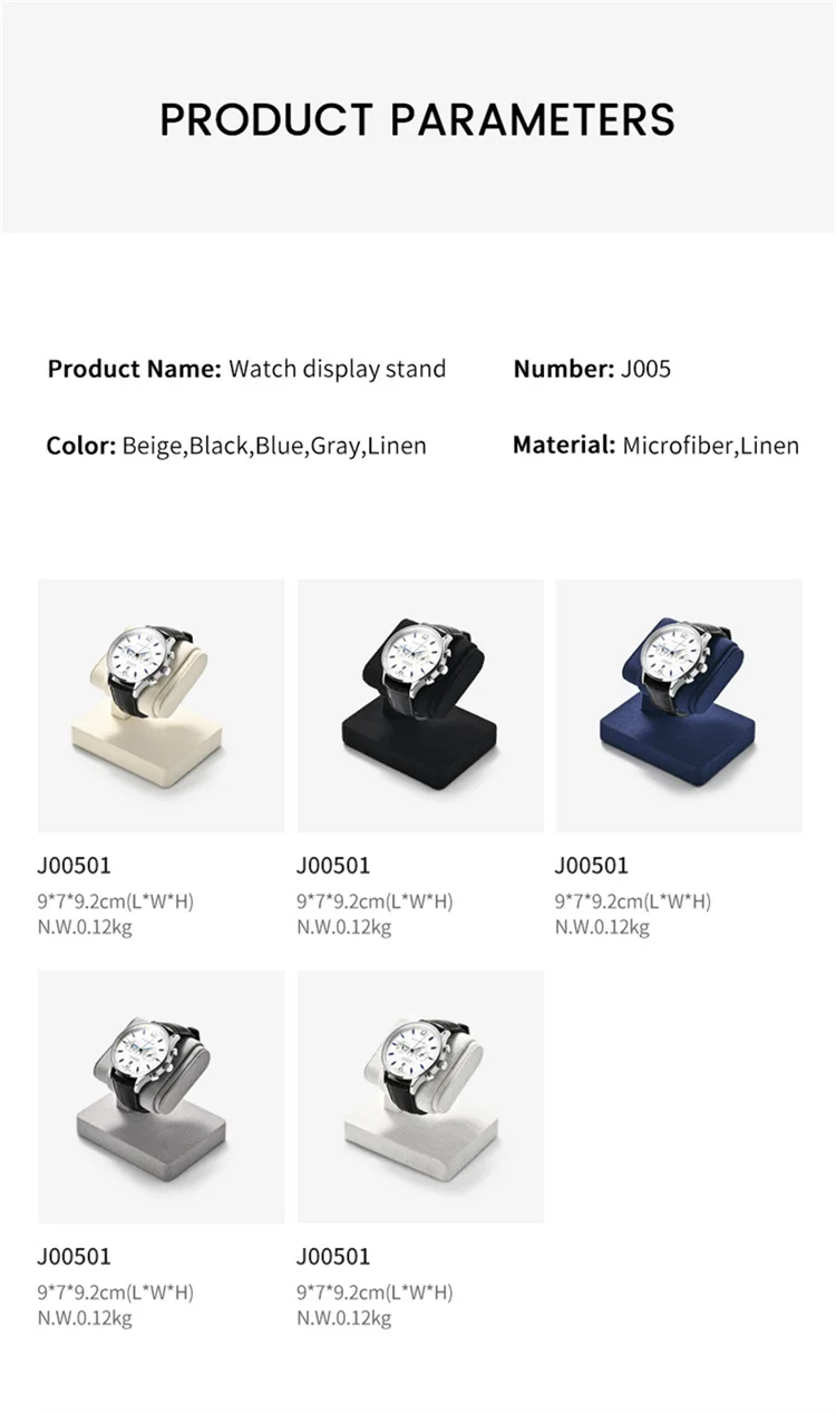 WoodTen Microfiber Watch Display Stand Watch Storage Necklace Bracelet Organizer Rack Bangle Scrunchie Headband Showcase Stands