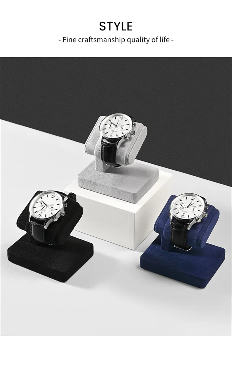WoodTen Microfiber Watch Display Stand Watch Storage Necklace Bracelet Organizer Rack Bangle Scrunchie Headband Showcase Stands