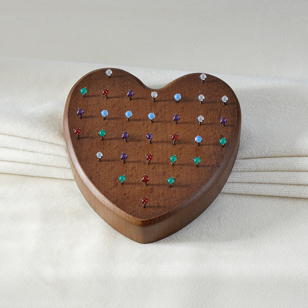 High Quality Beech Wood Display Stand for 16G/14G/Threadless Push Pin Piercing Body Jewelry Modern Display Holder