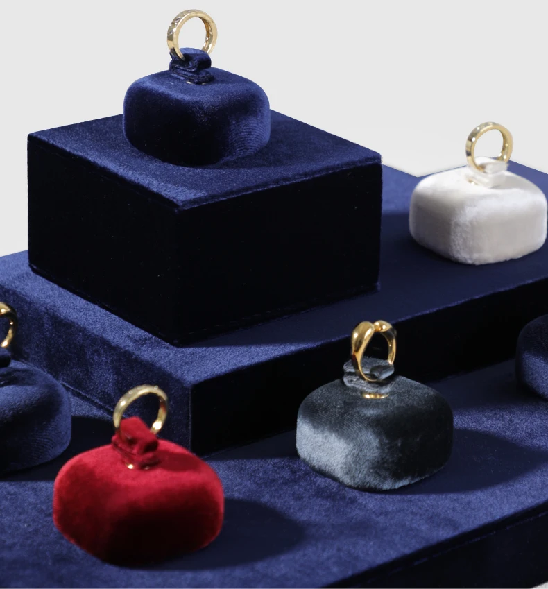 Yinbeini Velvet Jewelry Ring Earring Display Stand Counter Window Showcase Props For Boutique Retail Store TB011