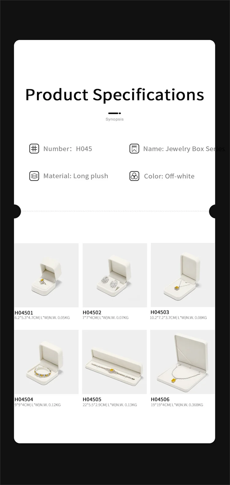 WoodTen Velvet Ring Jewelry Box Beige Earring Box Necklace Bracelet Storage Case Jewelry Organizer Jewelry Gift Box for Wedding