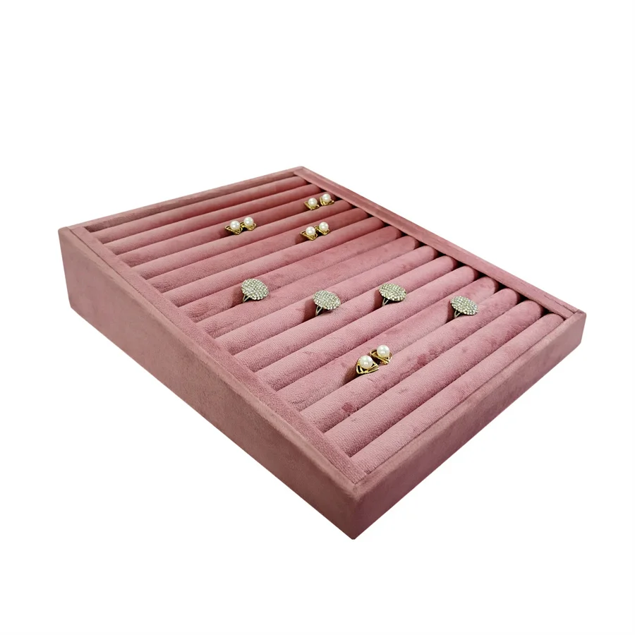Pink Velvet Jewelry Exhibition Display Props Storage of Jewelry Bevel Ring Earring Display Tray Jewelry Ear Stud Storage Organiz
