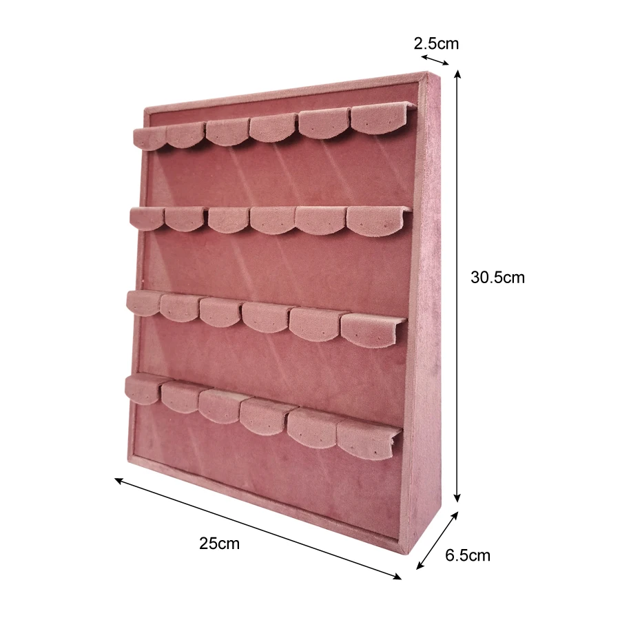 Pink Velvet Jewelry Exhibition Display Props Storage of Jewelry Bevel Ring Earring Display Tray Jewelry Ear Stud Storage Organiz