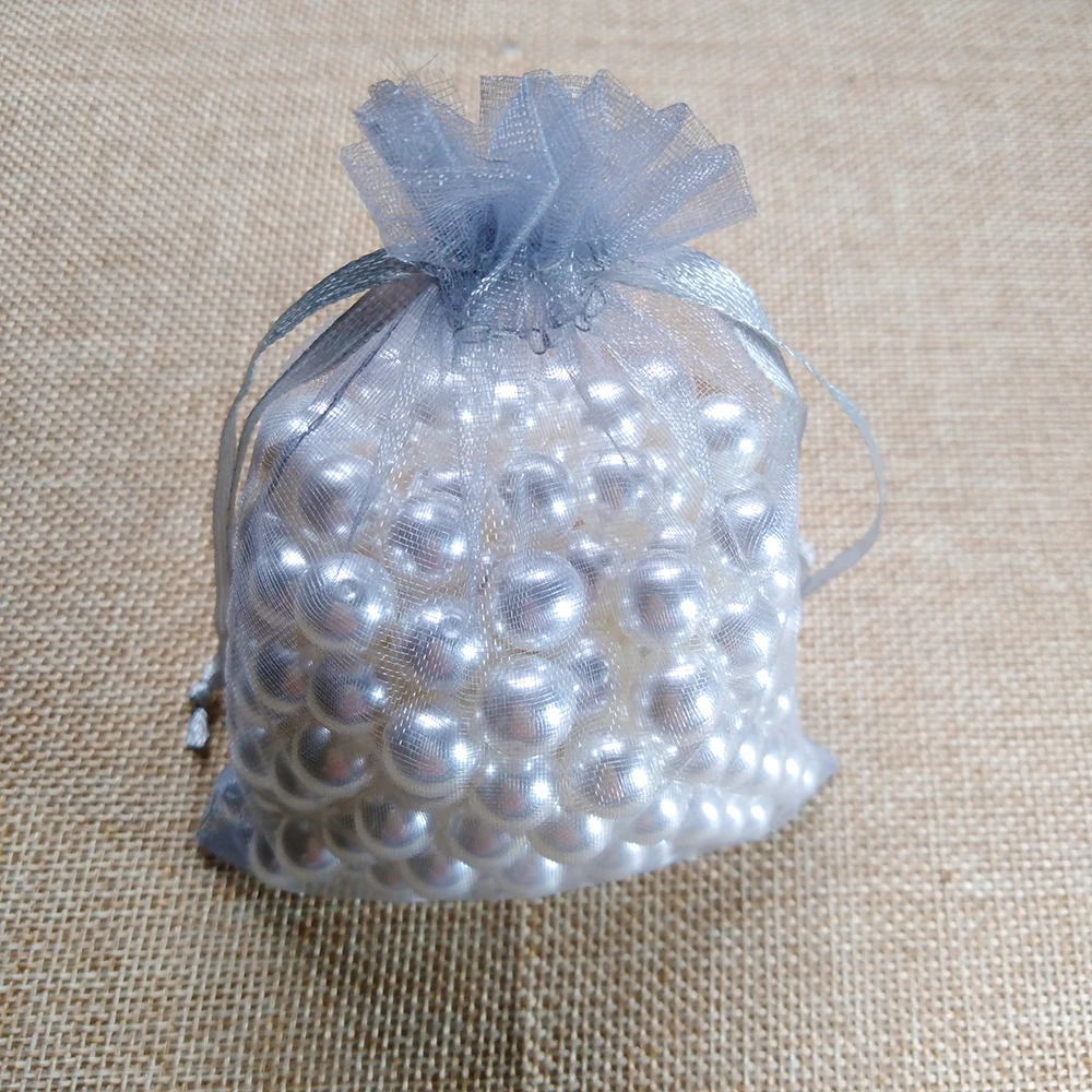 100pcs 9x12 10x15 13x18 15x20CM Gray Organza Bags Wedding Gift Bag Pouches Birthday Party Christmas Gift Jewelry Packaging Bags