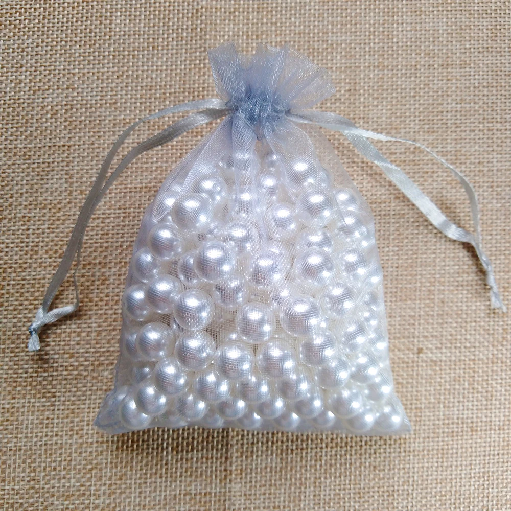100pcs 9x12 10x15 13x18 15x20CM Gray Organza Bags Wedding Gift Bag Pouches Birthday Party Christmas Gift Jewelry Packaging Bags