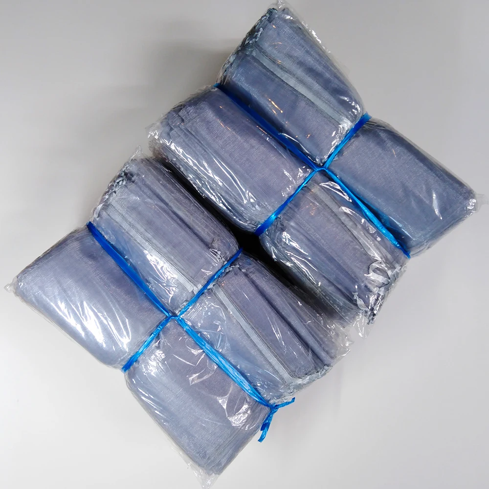 100pcs 9x12 10x15 13x18 15x20CM Gray Organza Bags Wedding Gift Bag Pouches Birthday Party Christmas Gift Jewelry Packaging Bags