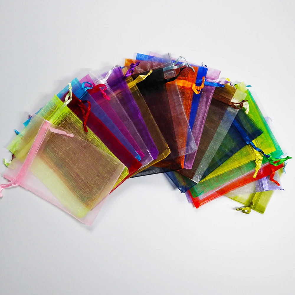 100pcs 9x12 10x15 13x18 15x20CM Gray Organza Bags Wedding Gift Bag Pouches Birthday Party Christmas Gift Jewelry Packaging Bags