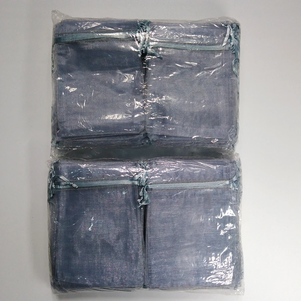 100pcs 9x12 10x15 13x18 15x20CM Gray Organza Bags Wedding Gift Bag Pouches Birthday Party Christmas Gift Jewelry Packaging Bags
