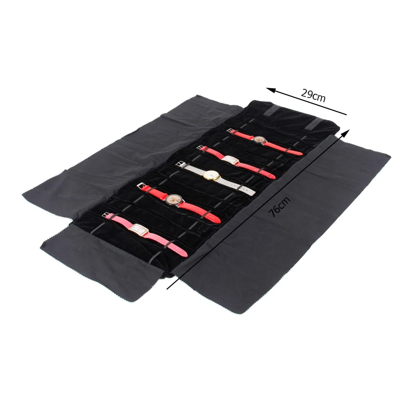 Luxury Velvet Chain Jewelry Storage Roll Bag Pendant Necklace Organizer Pouch Watch Bracelet Display Holder Travel Case Portable