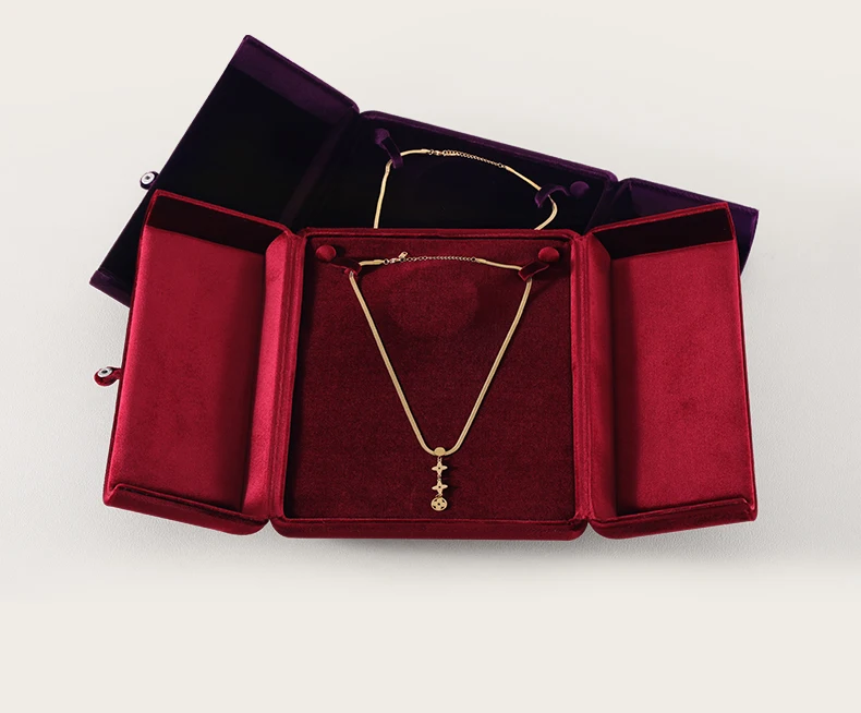 Yinbeini Velvet Large Necklace Pendant Display Box Premium Jewelry Storage Organizer Pendant Gift Packing Case H024