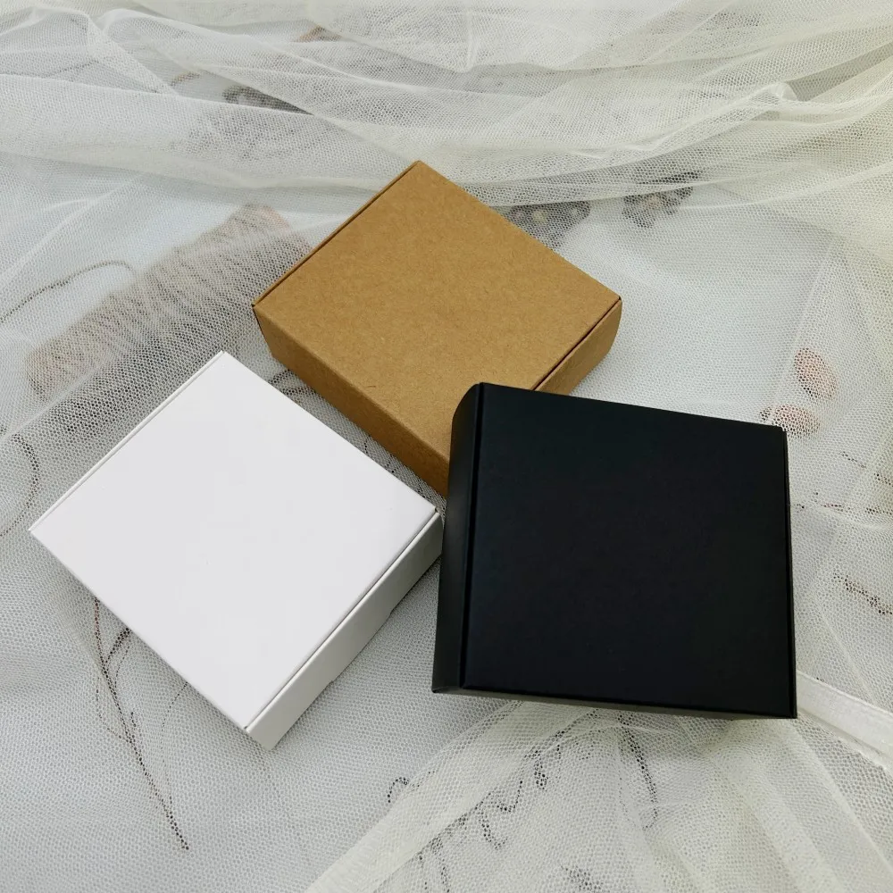 50Pcs Paper Cardboard Gift Boxes Jewelry Packaging Boxes Carry Case Jewelry Accessory Packaging Handmade Gifts Display Boxes