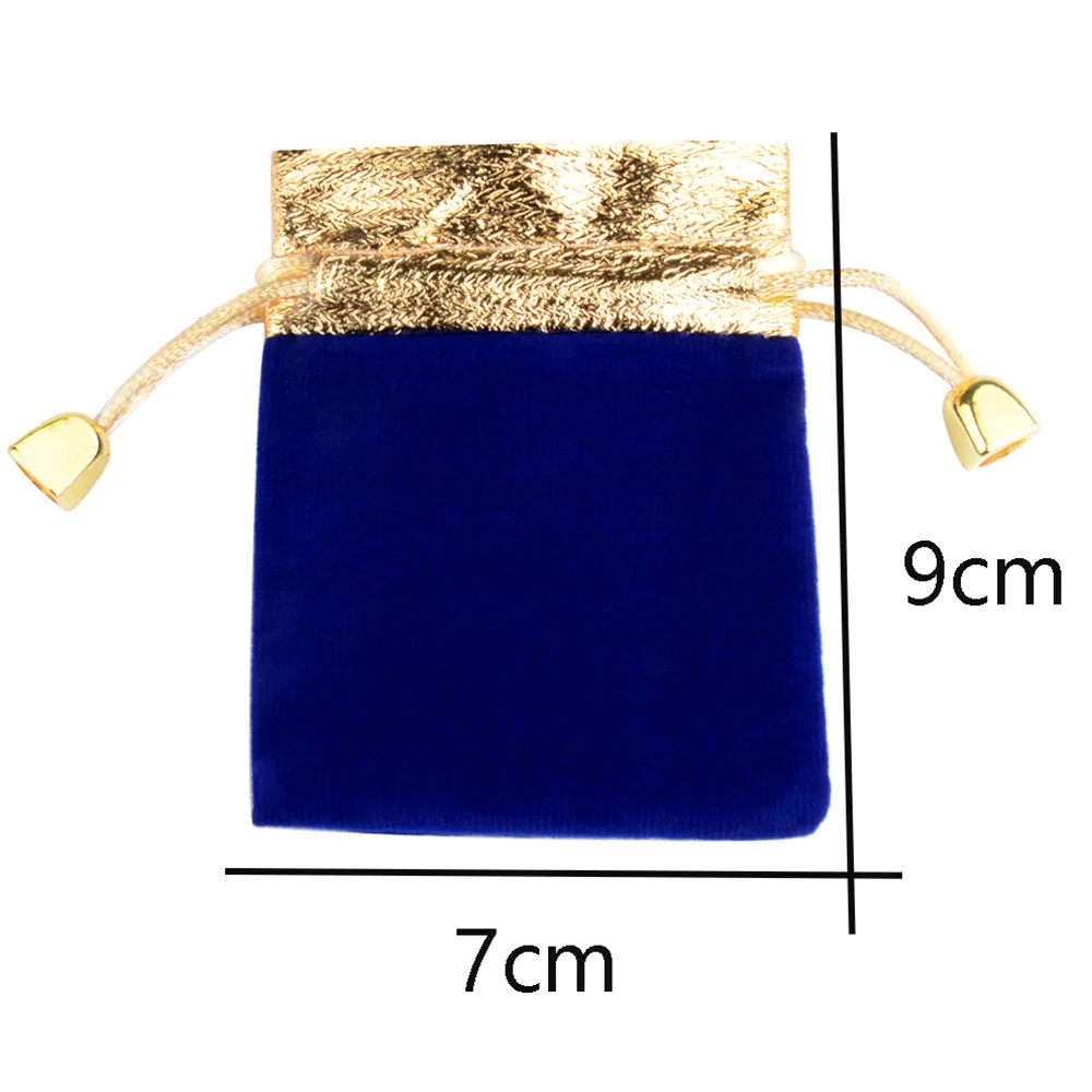 10pcs/lot 7x9cm 9x12cm 12x16cm Vintage Velvet Bag Gold Color Trim Drawstring Red Gift Bags Wedding Jewelry Packaging Pouches