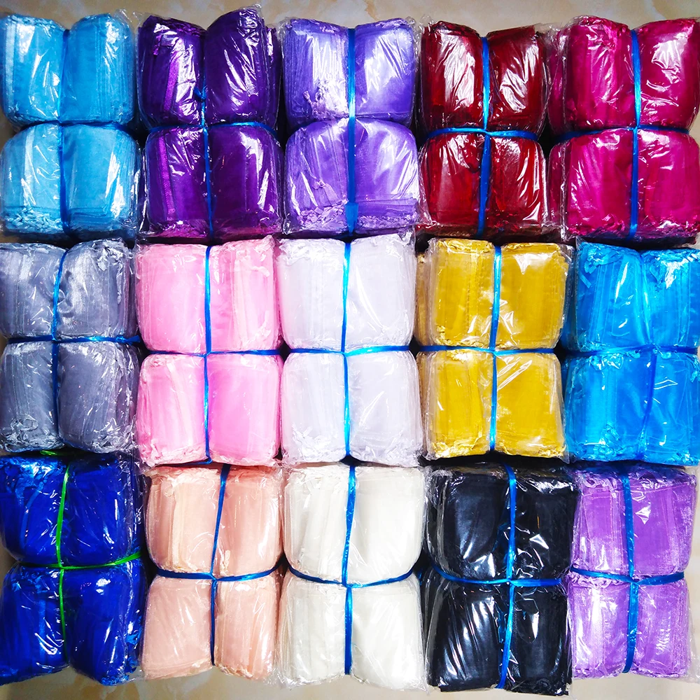 1000pcs White Organza Bag Wedding Party Favors Gift Bag Box Kids Birthday Christmas Organza Gift Jewelry Packaging Bags Pouch