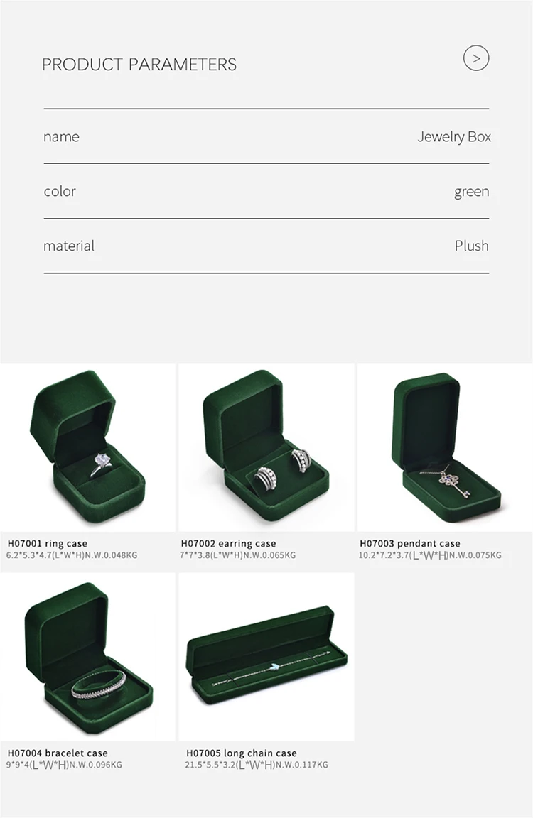 WoodTen Green Jewelry Ring Box Engagement Wedding Ring Box Birthday Jewerly Pendant Bracelet Necklace Display Gift Box Wholesale