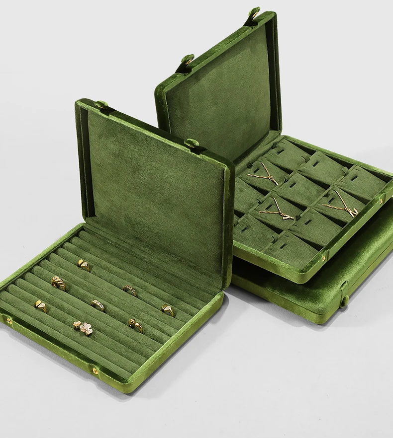 Yinbeini Velvet Jewelry Storage Case Ring Earring Pendant Display Organizer Large Space Packing Box for Collection XB006
