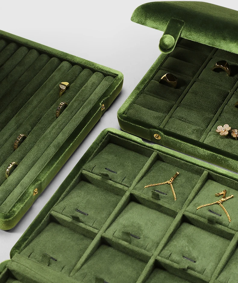 Yinbeini Velvet Jewelry Storage Case Ring Earring Pendant Display Organizer Large Space Packing Box for Collection XB006