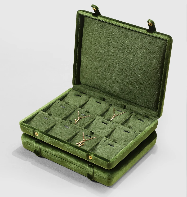 Yinbeini Velvet Jewelry Storage Case Ring Earring Pendant Display Organizer Large Space Packing Box for Collection XB006
