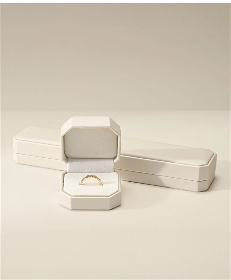 WoodTen New Octagonal Jewelry Organizer Box for Earrings Ring Pendant Necklace Bracelet Storage Leather Gift Box Packaging Box