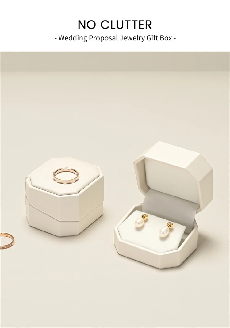 WoodTen New Octagonal Jewelry Organizer Box for Earrings Ring Pendant Necklace Bracelet Storage Leather Gift Box Packaging Box