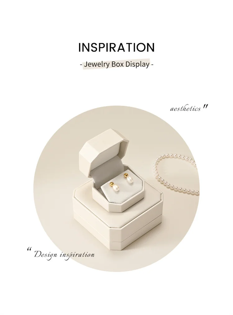 WoodTen New Octagonal Jewelry Organizer Box for Earrings Ring Pendant Necklace Bracelet Storage Leather Gift Box Packaging Box