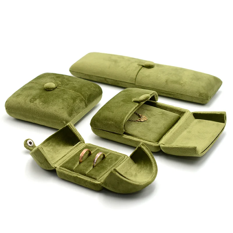 High-quality Velvet Double-opening Jewelry Storage Box For Rings Earrings Pendants Bracelets Necklaces Jewelry Packaging Box