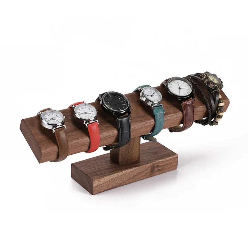 Wooden New T-Bar Vintage Walnut Bracelet Chain Watch Rack Jewelry Organizer Hard Display Stand Holder Size