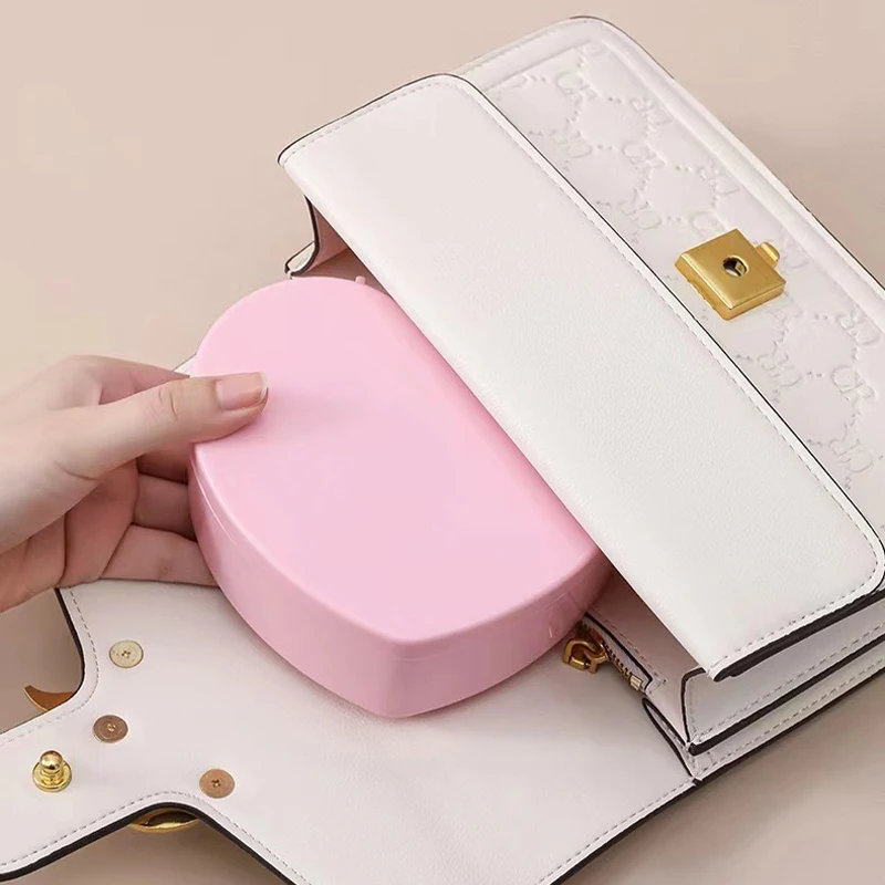 Girls Heart Jewelry Storage Box With Mirror Pink White Plastic Bracelets Hair Band Organizer Girl's Drawer Desk Jewelry Display