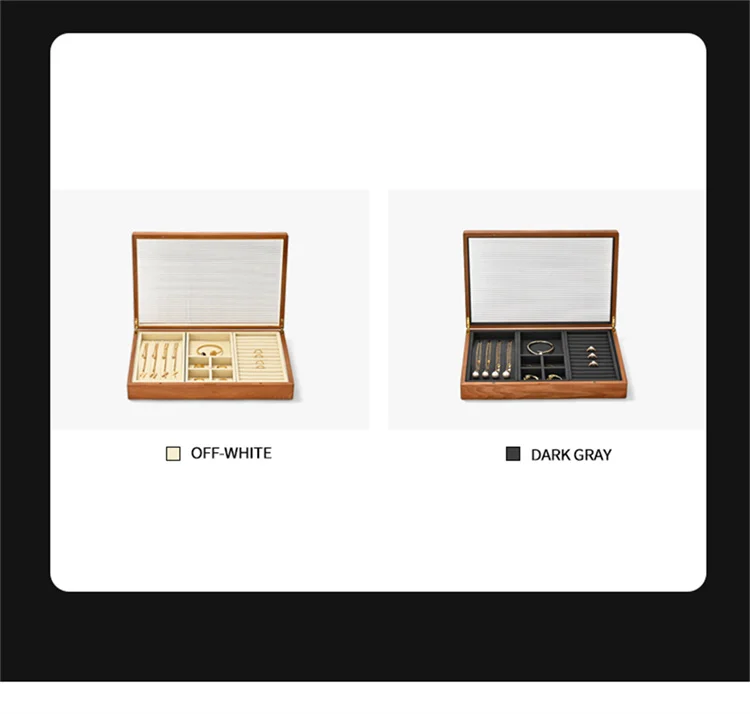WoodTen 12/24 Grid Wooden Jewelry Box Ring Necklace Bracelet Display Case Jewelry Storage Box Jewelry Organizer Case For Women